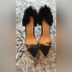 SHEIN Black Fur-Accent Heels